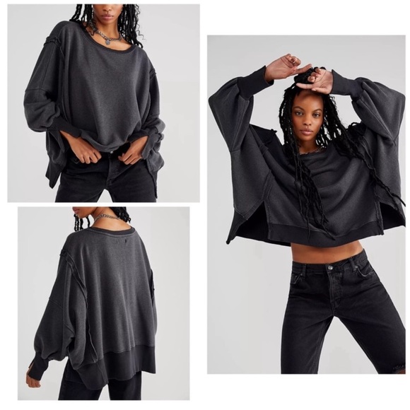 Free People Camden Oversized Pullover Size: S in Black - Picture 3 of 8